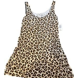 TORRID SUPER SOFT DOUBLE SCOOP NECK RUCHED LEOPARD TANK TOP KNIT SIZE 3X 22-24